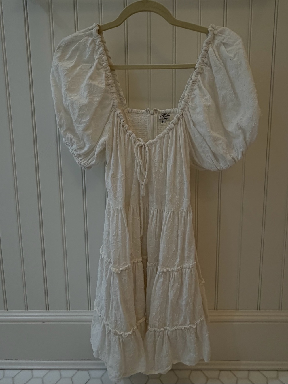 Sunday ST TROPEZ White Mini Dress with Puff Sleeves